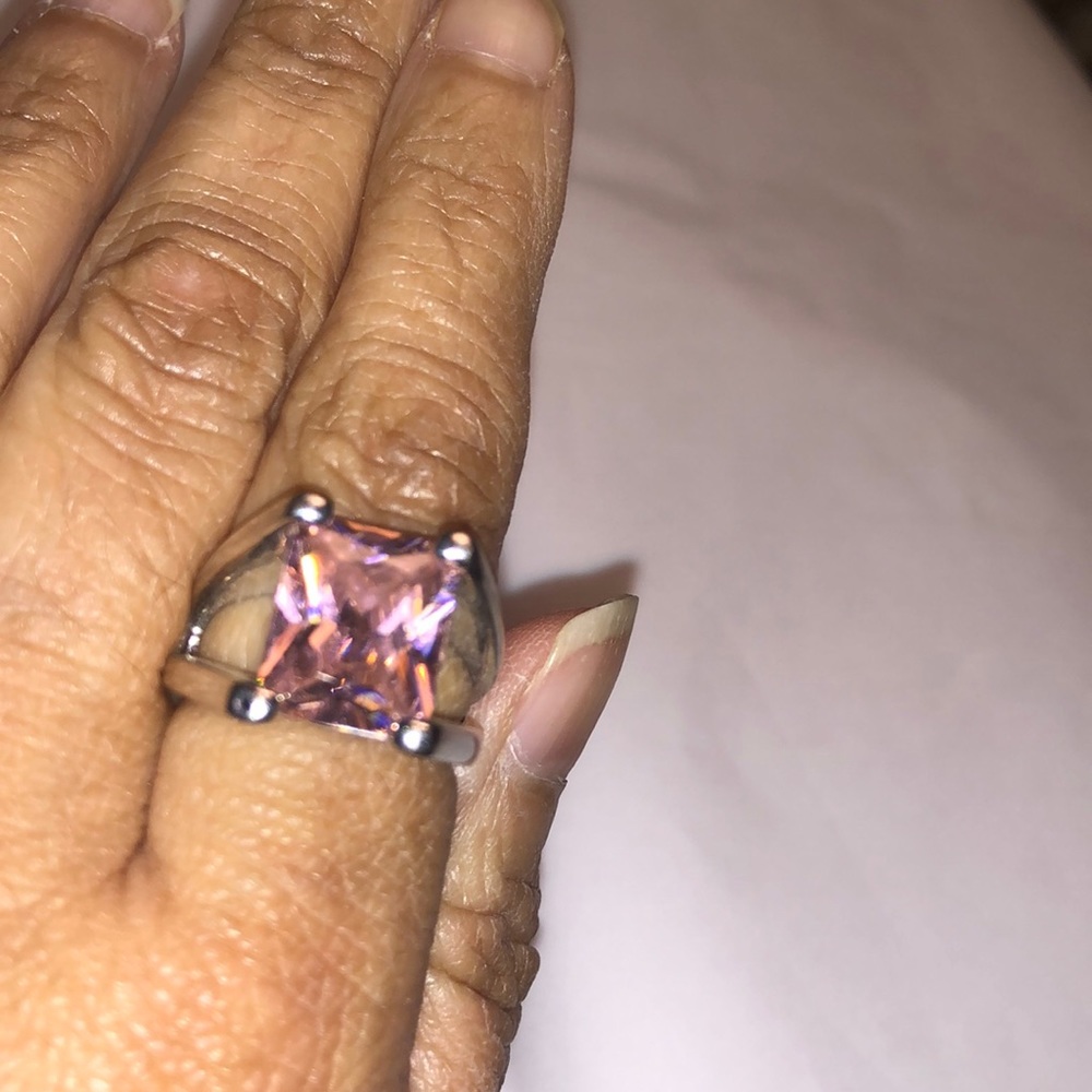 Lia Sophia ring with the pink diamond